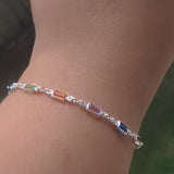 PULSEIRA PEDRINHA COLORIDA EM PRATA